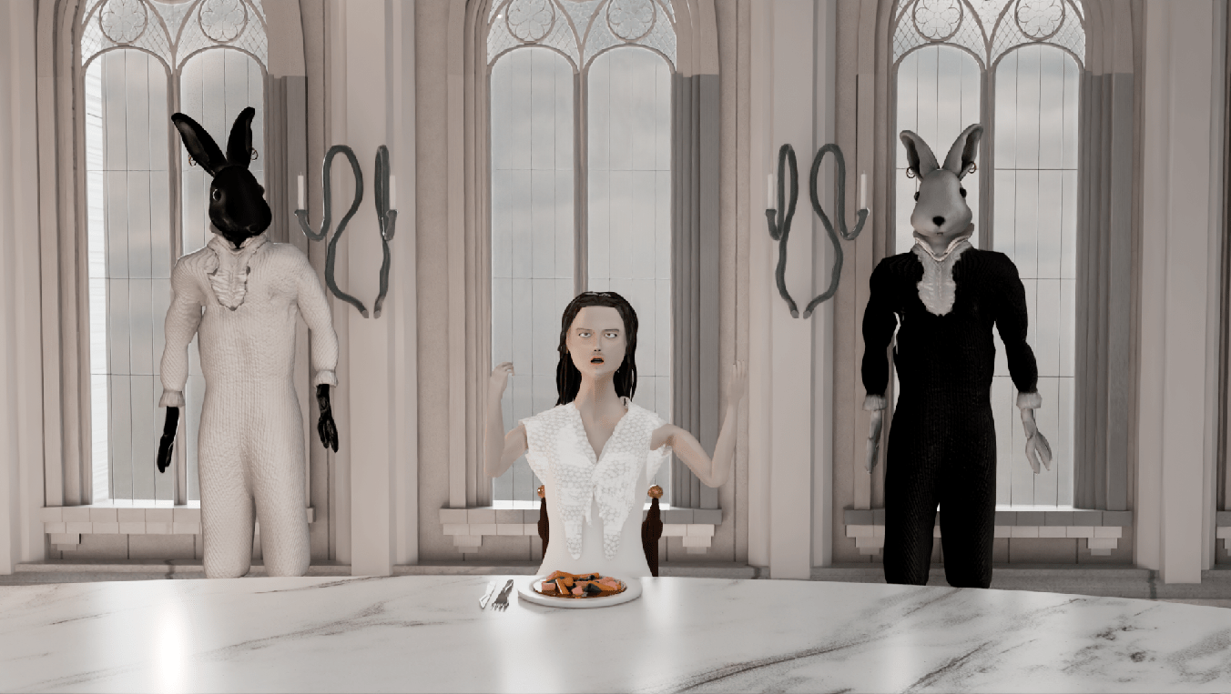Main character at dining table